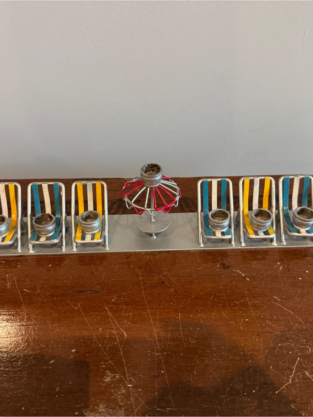 Menorah with Beach Chairs and Umbrella